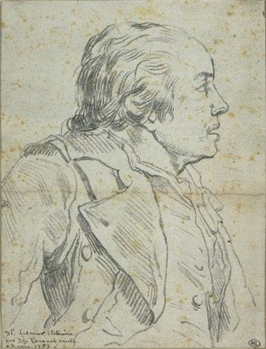 Portrait of Jacques Philippe Lesueur, vintage artwork by Jean Gustave Taraval, 12x8" (A4) Poster
