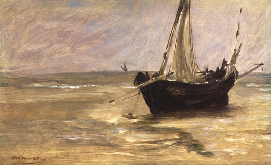Fishing Boat on the Beach at Berck, vintage artwork by Édouard Manet, 12x8" (A4) Poster