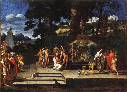 Alexander Visiting Achilles Tomb, vintage artwork by Charles-Alphonse Dufresnoy, 12x8" (A4) Poster
