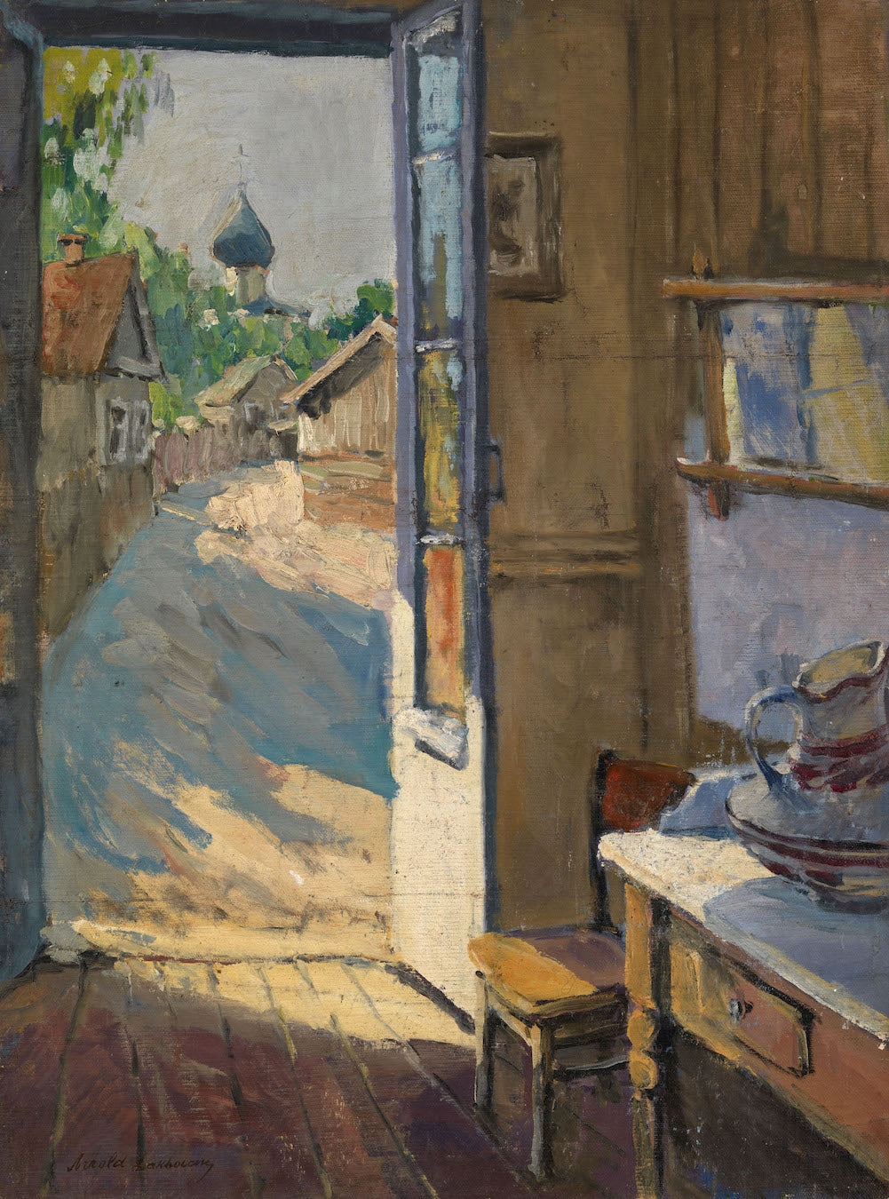 View of a Street in Pskov, vintage artwork by Arnold Borisovich Lakhovsky, 12x8" (A4) Poster