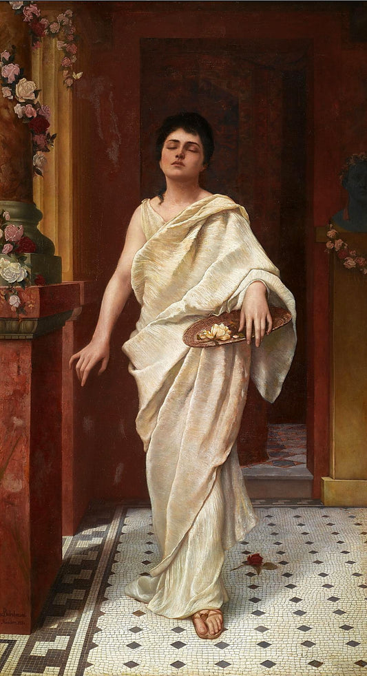 Maiden In A Classical Interior, vintage artwork by Cuno von Bodenhausen, 12x8" (A4) Poster