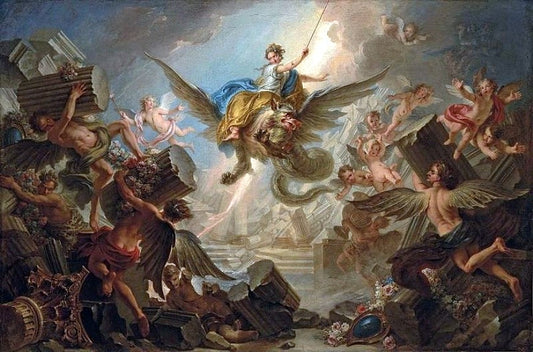 Destruction of Armide’s Palace, vintage artwork by Charles-Antoine Coypel IV, 12x8" (A4) Poster
