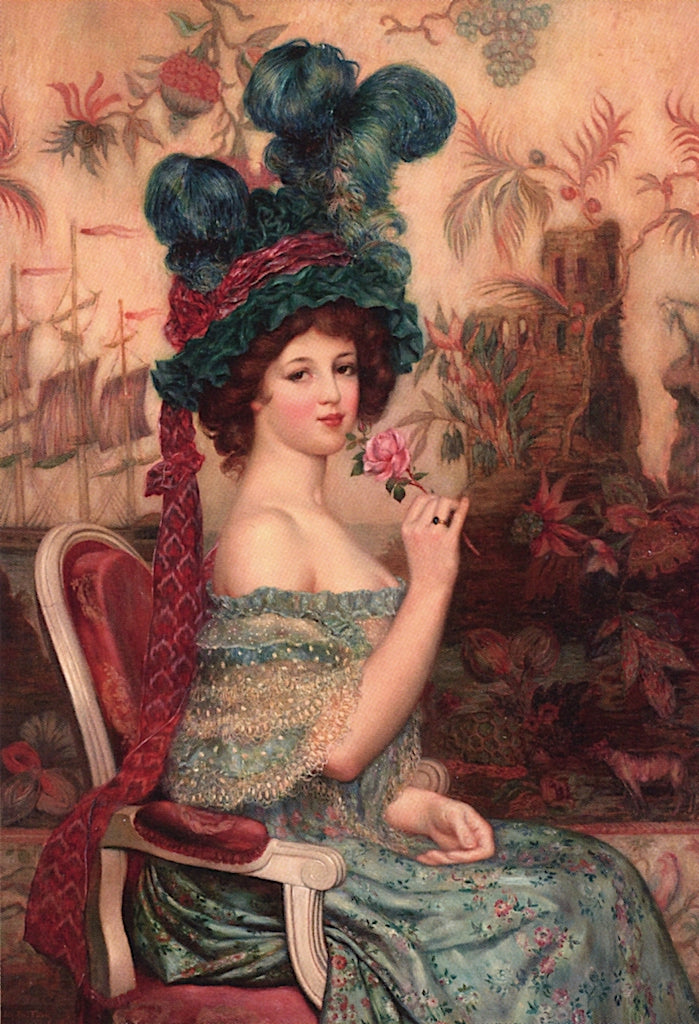 Elegant Lady with a Rose by Abel Faivre,A3(16x12")Poster