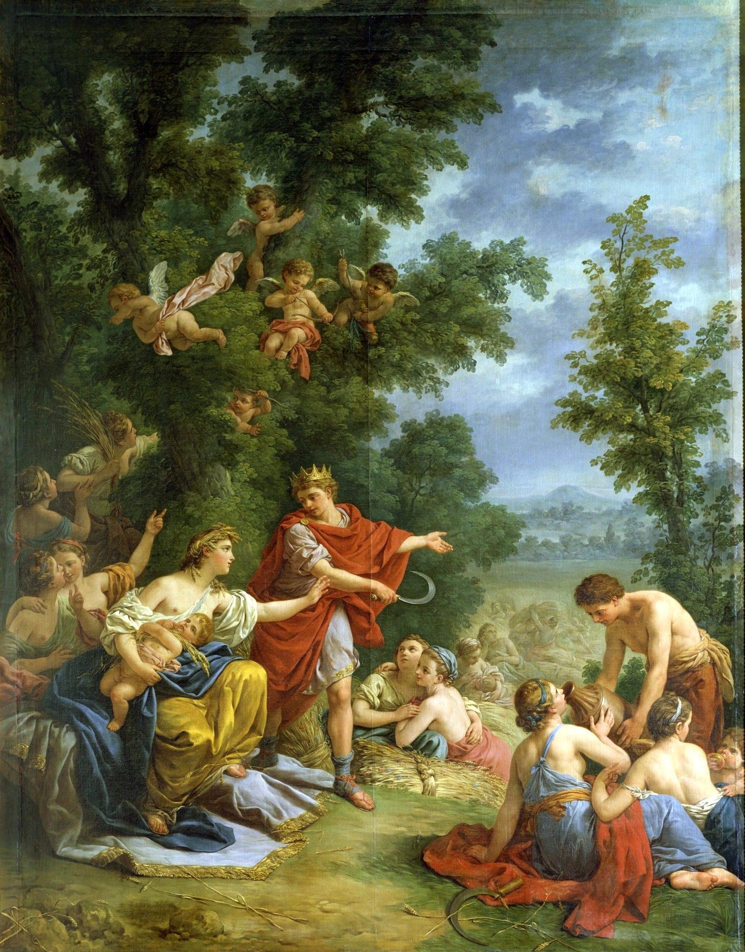 Ceres and Triptolemus, vintage artwork by Louis Jean François Lagrenee, 12x8" (A4) Poster