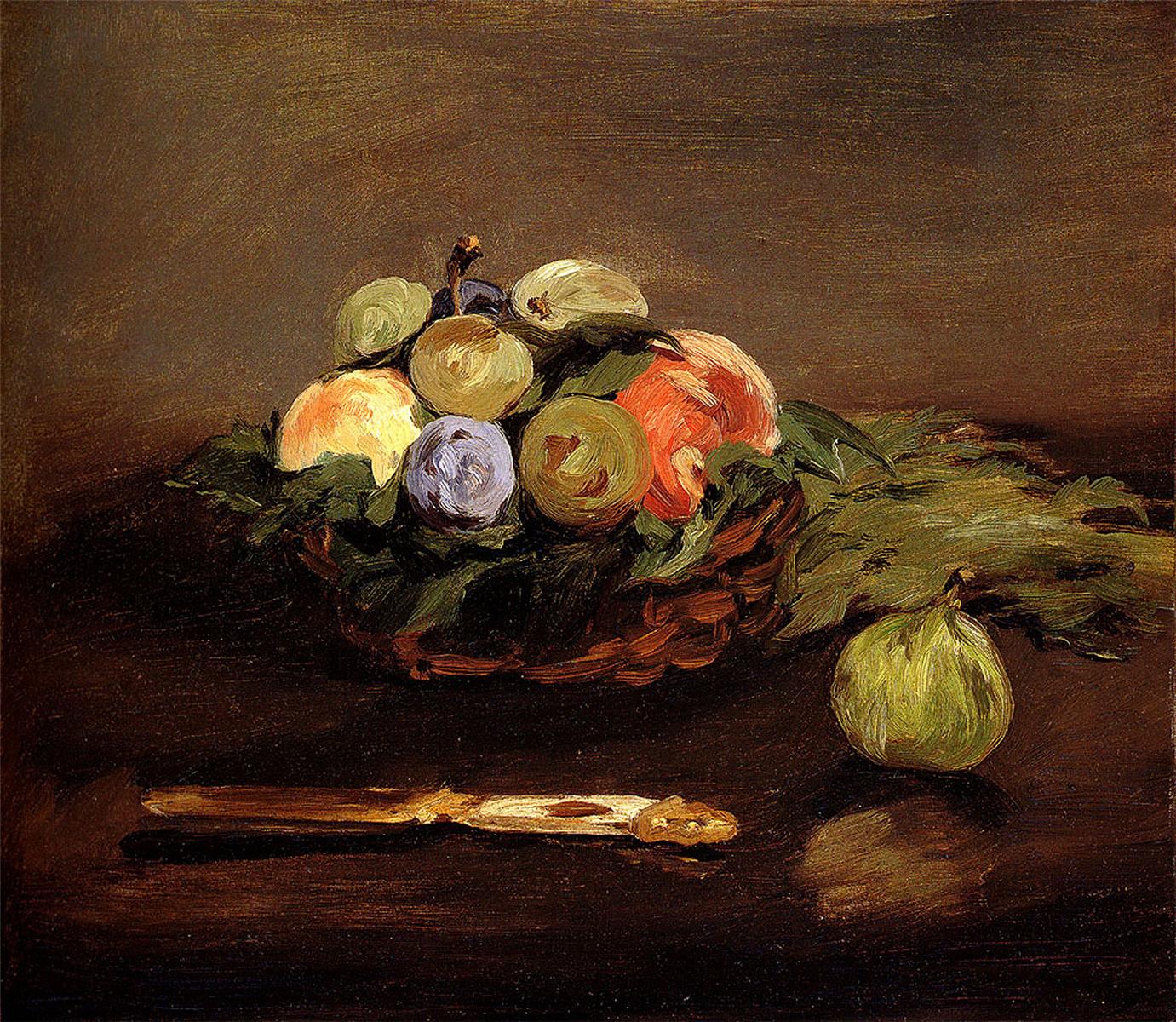 Basket of Fruits, vintage artwork by Édouard Manet, 12x8" (A4) Poster