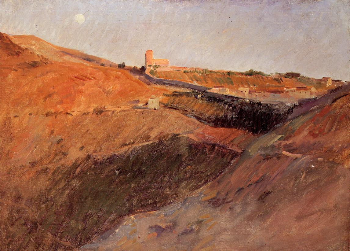 Tuscan Hills, vintage artwork by Frank Duveneck, 12x8" (A4) Poster