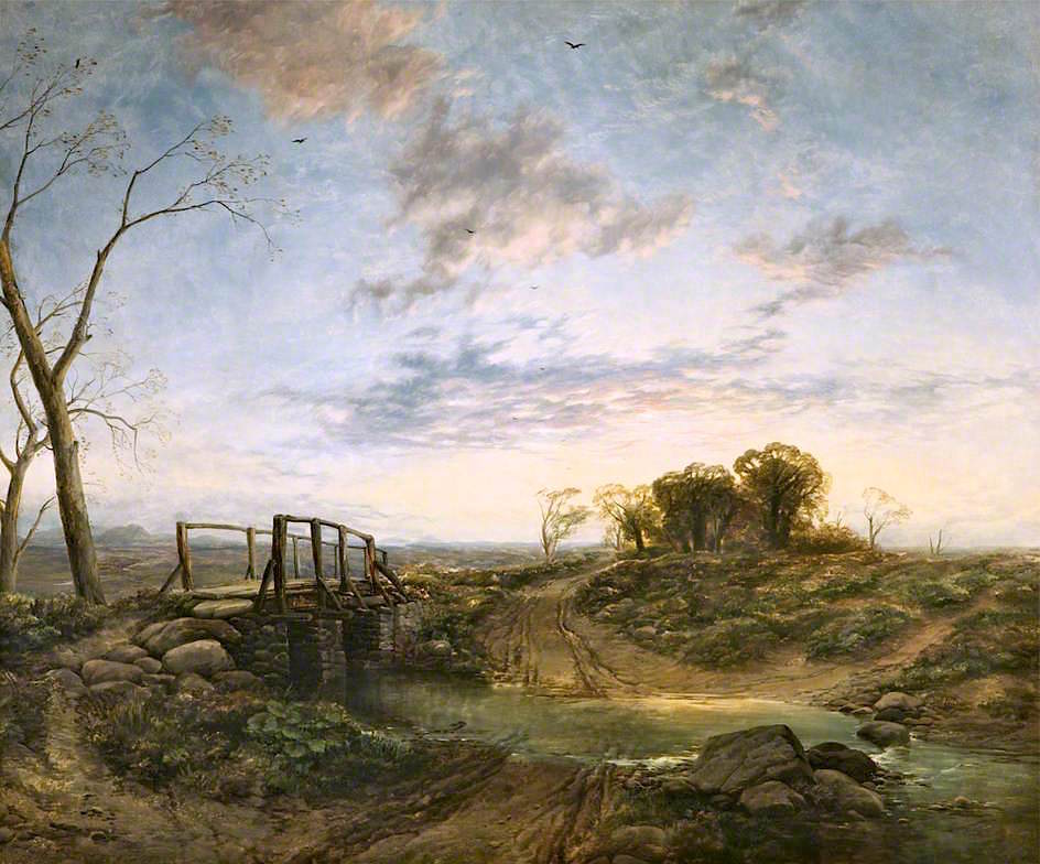 Evening, 'The west still glimmers with some streaks of day', vintage artwork by Thomas Creswick, A3 (16x12") Poster Print