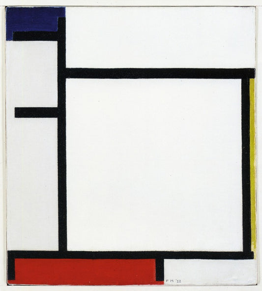 Composition with Blue, Yellow, Red and Grey, vintage artwork by Piet Mondriaan, 12x8" (A4) Poster