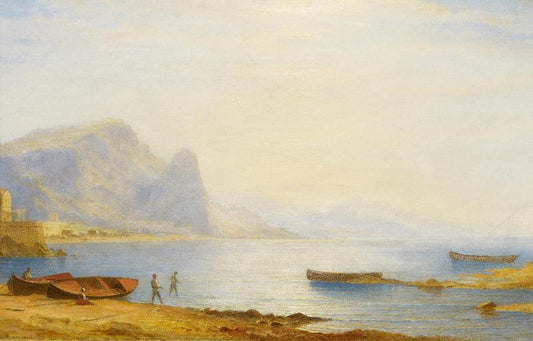 Fishermen on the Beach, vintage artwork by Carl Morgenstern, A3 (16x12") Poster Print