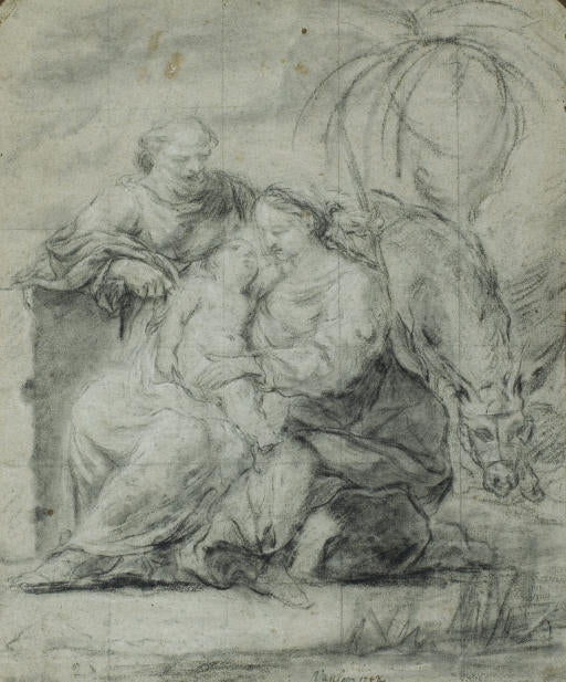 The Rest during the Flight into Egypt, vintage artwork by Attributed to Jean-Baptiste Van Loo, 12x8" (A4) Poster