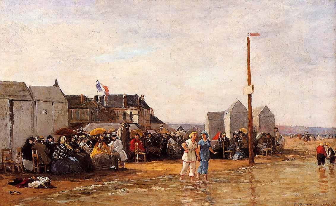 The Bathing Hour at Trouville, vintage artwork by Eugène-Louis Boudin, 12x8" (A4) Poster