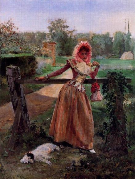 Muchacha en el Jardin, vintage artwork by Emilio Sala  Frances, A3 (16x12") Poster Print