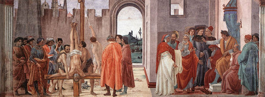 Disputation with Simon Magus and Crucifixion of Peter (Brancacci Chapel), vintage artwork by Filippino Lippi, A3 (16x12") Poster Print