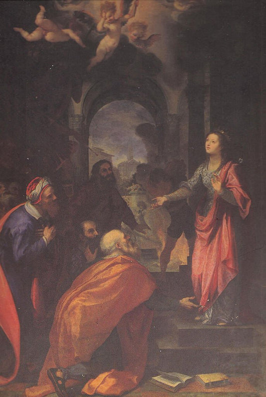 Dispute of St. Catherine of Alexandria, vintage artwork by Lodovico Cardi, 12x8" (A4) Poster