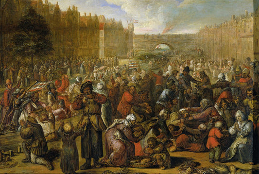 Distribution of Herring and White Bread during the Siege of Leiden, vintage artwork by Otto van Veen, A3 (16x12") Poster Print