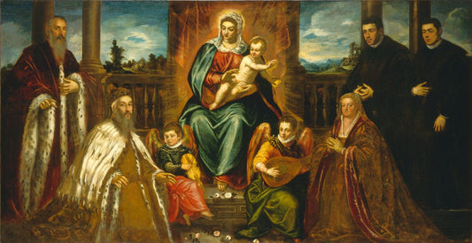 Doge Alvise Mocenego and Family Before the Madonna and Child, vintage artwork by Tintoretto, A3 (16x12") Poster Print
