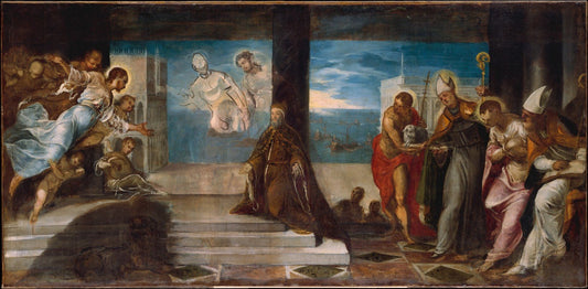 Doge Alvise Mocenigo (1507-1577) Presented to the Redeemer, vintage artwork by Tintoretto, A3 (16x12") Poster Print