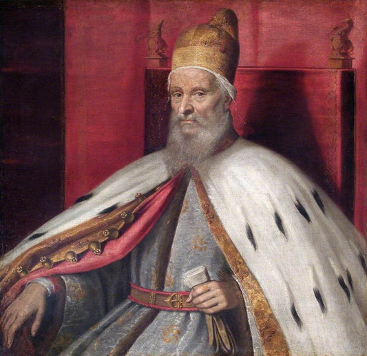 Doge Marcantonio Memmo (1536–1615), vintage artwork by Attributed to Leandro Bassano, 12x8" (A4) Poster