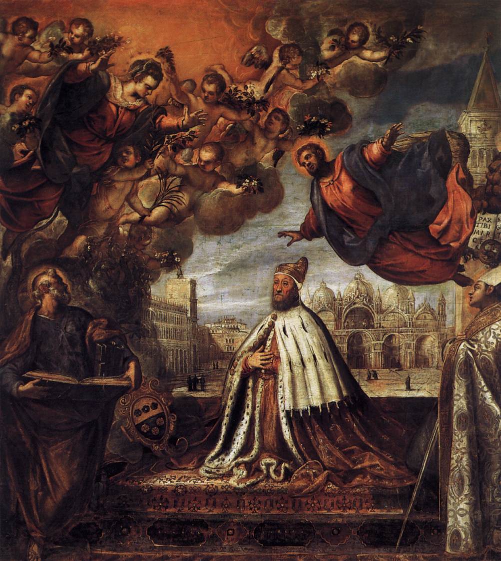 Doge Pietro Loredan Beseeching the Virgin, vintage artwork by Palma Giovane, A3 (16x12") Poster Print