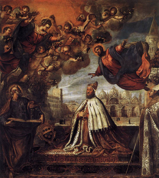 Doge Pietro Loredan Beseeching the Virgin, vintage artwork by Palma Giovane, A3 (16x12") Poster Print