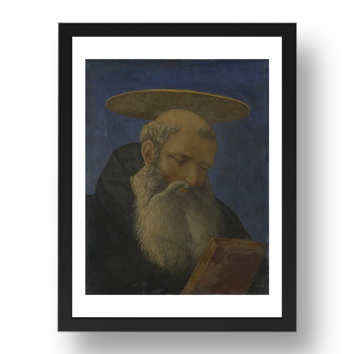 Domenico Veneziano: Head of a Tonsured, Bearded Saint, Poster in 17x13"(A3) Frame