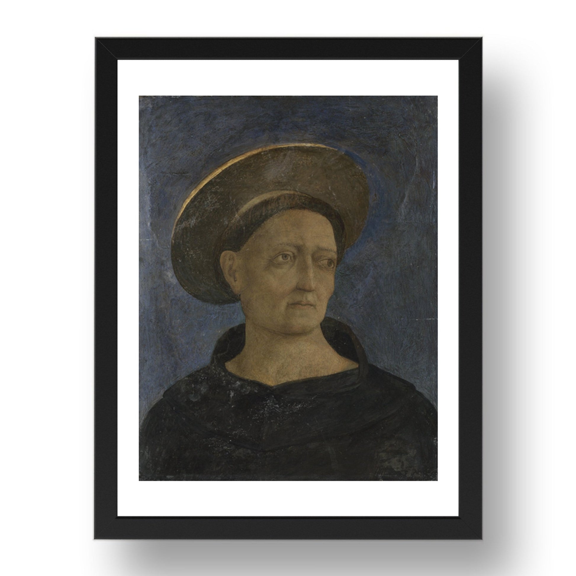 Domenico Veneziano: Head of a Tonsured, Beardless Saint, Poster in 17x13"(A3) Frame