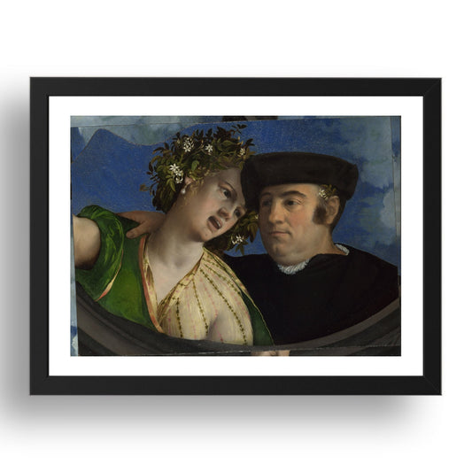 Dosso Dossi: A Man embracing a Woman, Poster in 17x13"(A3) Frame