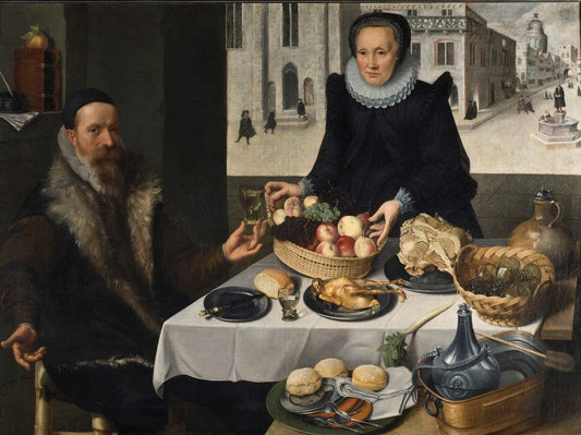 Double Portrait of an Elderly Couple, vintage artwork by Lucas van Valckenborch, A3 (16x12") Poster Print