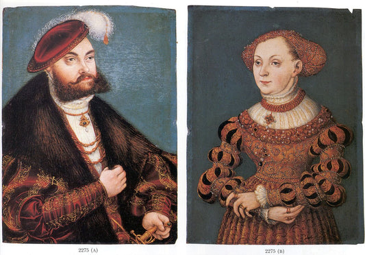 Double Portrait of Elector Johann Friedrich of Saxony and His Wife Siby lle of Cleve, vintage artwork by Lucas Cranach the Younger, A3 (16x12") Poster Print
