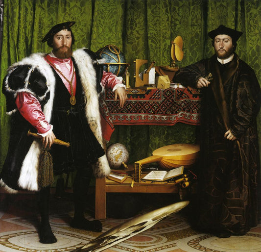 Double Portrait of Jean de Dinteville and Georges de Selve, vintage artwork by Hans Holbein the Younger, A3 (16x12") Poster Print