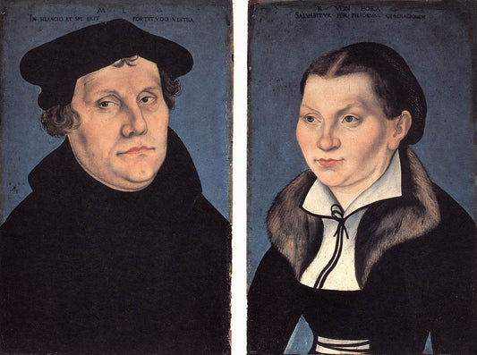Double Portrait of Martin Luther and Katharina von Bora, vintage artwork by Lucas Cranach the Elder, A3 (16x12") Poster Print