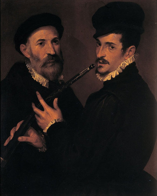 Double Portrait of Musicians, vintage artwork by Bartolomeo Passarotti, A3 (16x12") Poster Print