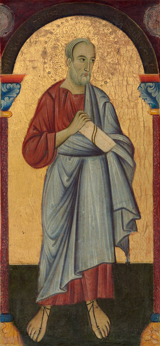 Double-Sided Polyptych ~ (8) John the Evangelist, vintage artwork by Master of San Francesco, 12x8" (A4) Poster