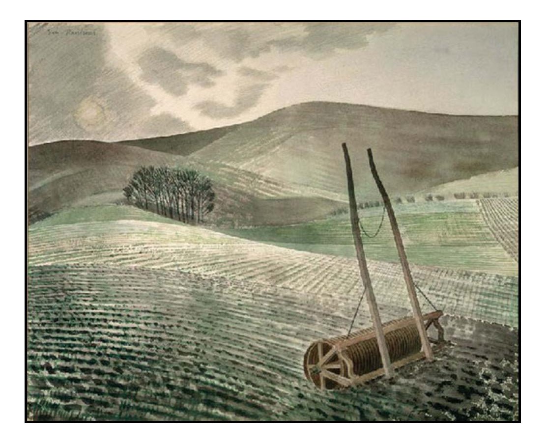 Downs in Winter, 1934 by Eric Ravilious, vintage art, A3 (16x12") Poster Print