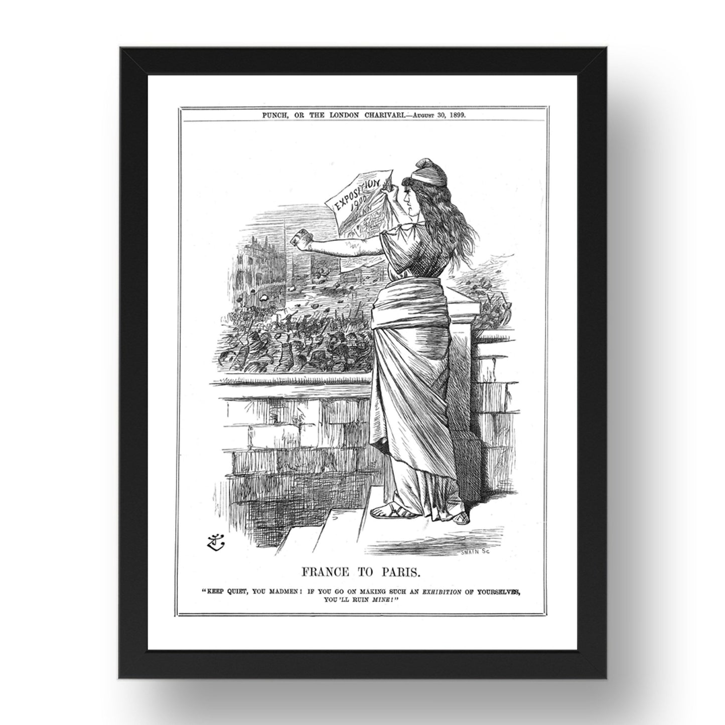 Dreyfus AffairantisemitismFrance anger at ParisExposition 1899, vintage historic poster in 17x13"(A3) Frame