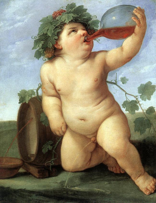 Drinking Bacchus, vintage artwork by Guido Reni, 12x8" (A4) Poster