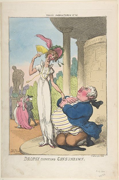 Dropsy Courting Consumption October 25, 1810-Thomas Rowlandson, vintage art, A3 (16x12") Poster Print