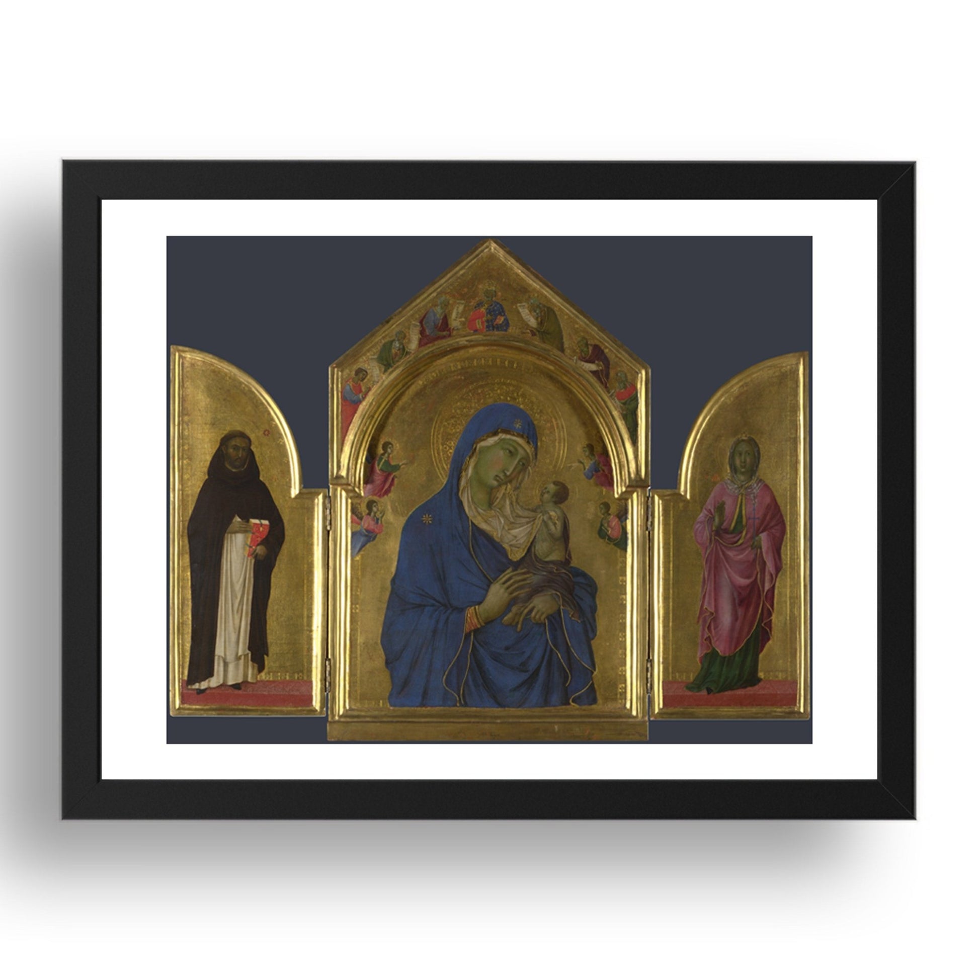 Duccio: The Virgin and Child with Saints Dominic and Aurea, Poster in 17x13"(A3) Frame