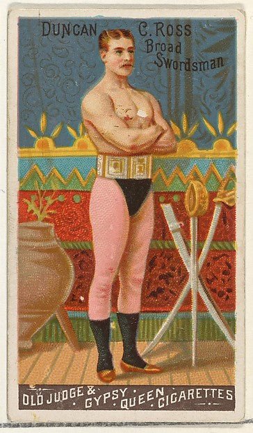 :Duncan C. Ross Broad Swordsman from the Goodwin Champion series for Old Judge and Gypsy Queen Cigarettes 1888, vintage artwork, 16x12"(A3) Poster Print