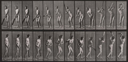 Eadweard J. Muybridge - Cricket Batting and Drive from Animal Locomotion, vintage historic photograph, modern poster print