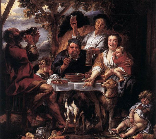 Eating Man, vintage artwork by Jacob Jordaens, 12x8" (A4) Poster