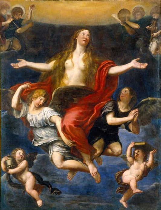 Ecstasy of Mary Magdalene, vintage artwork by Francesco Albani, 12x8" (A4) Poster