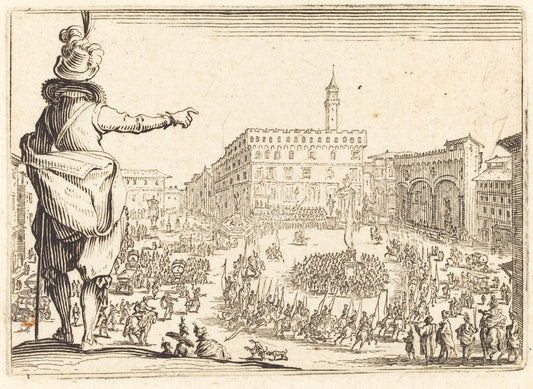 Edouard Eckman after Jacques Callot:Piazza della Signoria, F,16x12"(A3) Poster
