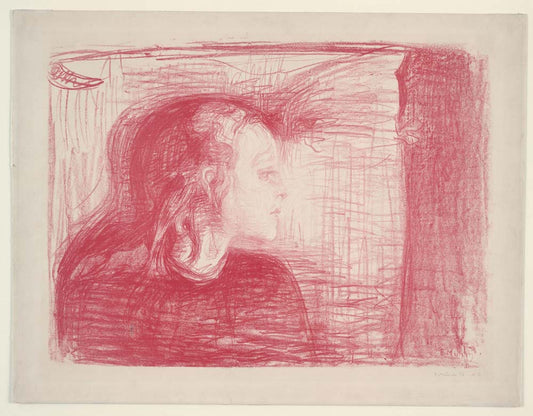 Edvard Munch - Det syke barn I vintage art, modern poster print