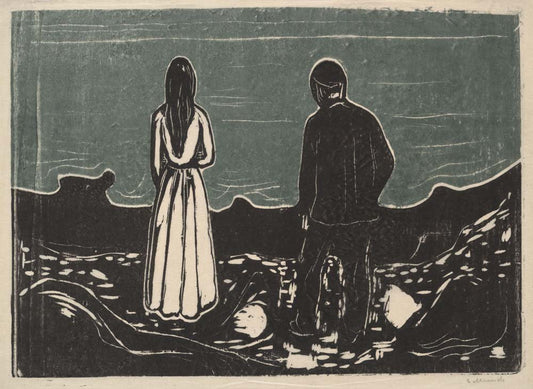 Edvard Munch - To mennesker. De ensomme vintage art, modern poster print
