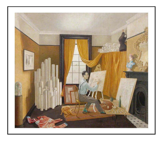 Edward Bawden in His Studio by Eric Ravilious, A4 size (8.27 × 11.69 inches) Poster