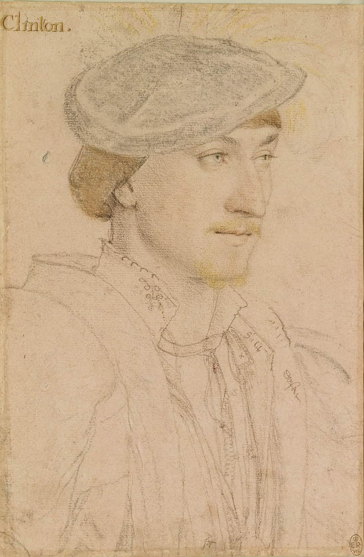 Edward Fiennes de Clinton, 1st Earl of Lincoln, vintage artwork by Hans Holbein the Younger, A3 (16x12") Poster Print