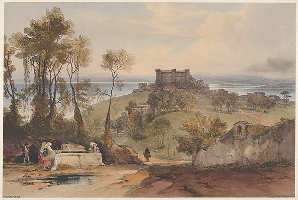 Edward Lear:Bracciano 1841, vintage artwork, 16x12"(A3) Poster Print