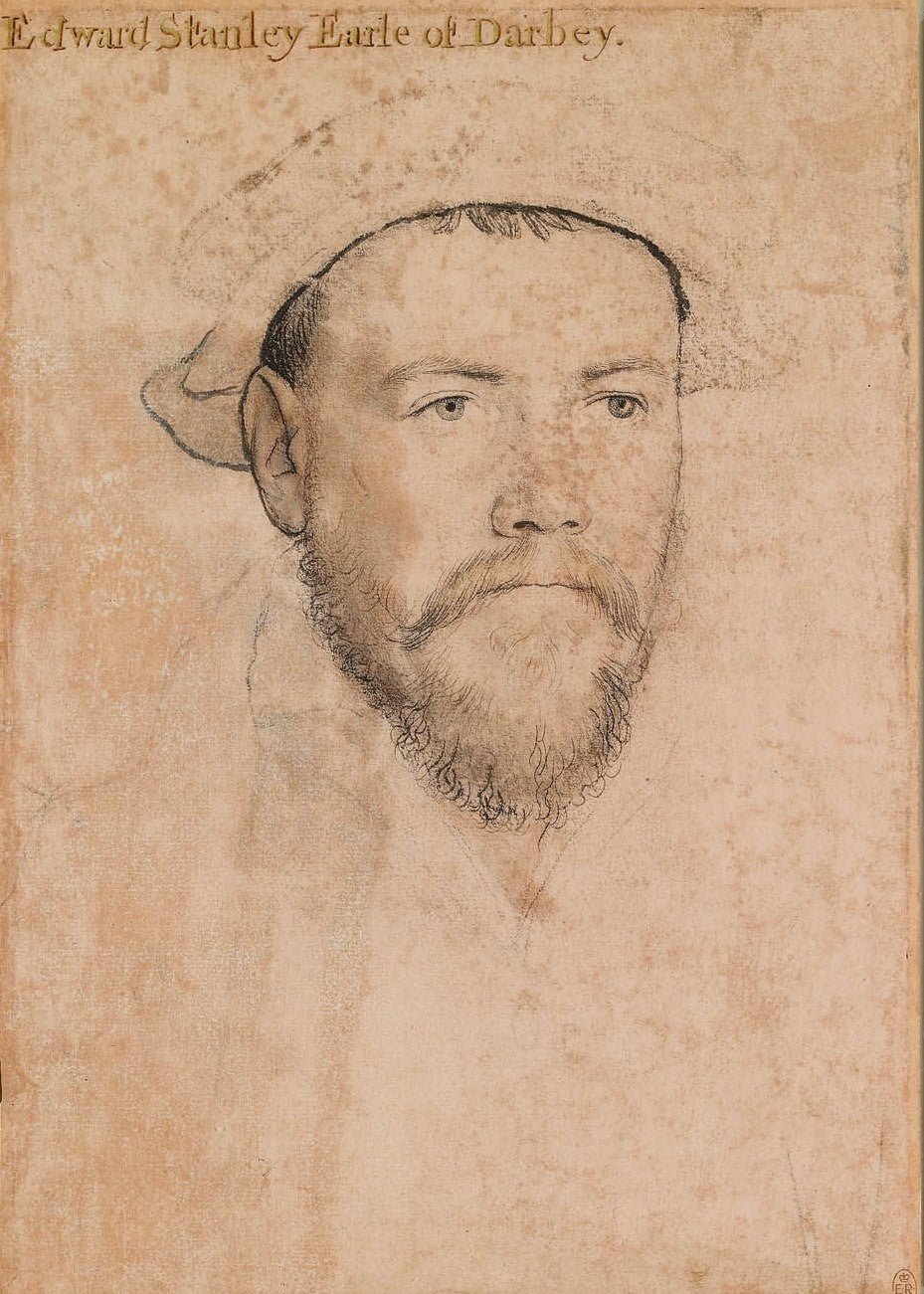 Edward Stanley, 3rd Earl of Derby , vintage artwork by Hans Holbein the Younger, A3 (16x12") Poster Print