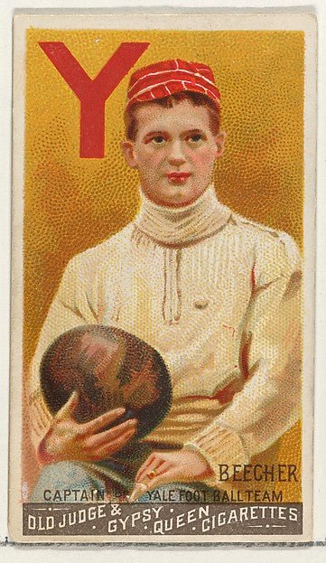:Edwin Beecher Captain Yale University Football Team from the Goodwin Champion series for Old Judge and Gypsy Queen Cigarettes 1888, vintage artwork, 16x12"(A3) Poster Print
